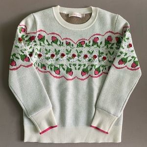 Tory Burch Embellished Floral Strawberries Sweater